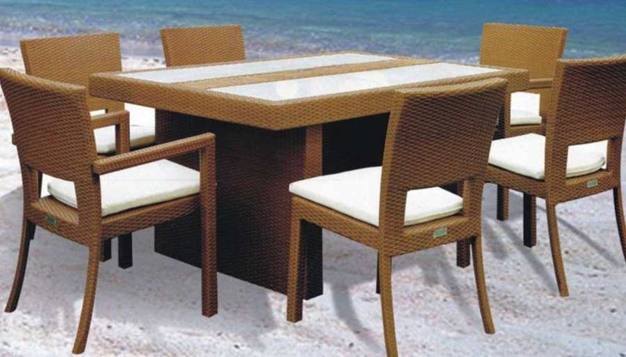 Tan Wicker Beach Set