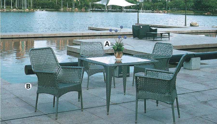 Grey Wicker Outdoor Dining Set