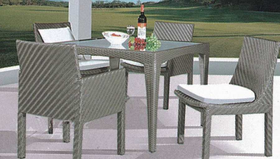 Diagonal Weave Wicker Dining Set